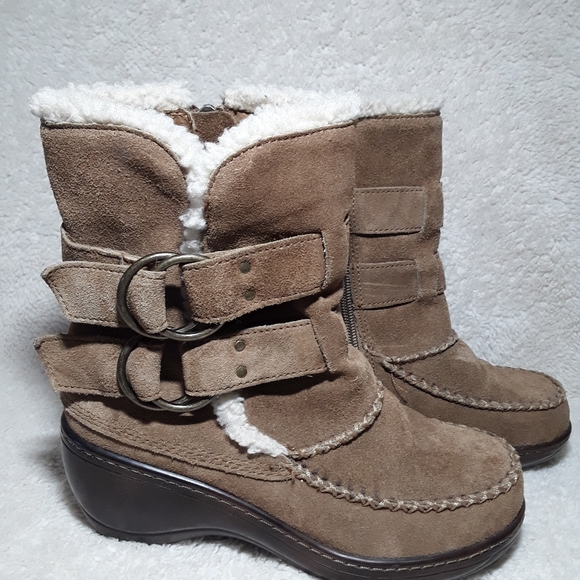 Soft Walk Tan Suede Leather Boots Size 5 - Picture 2 of 12